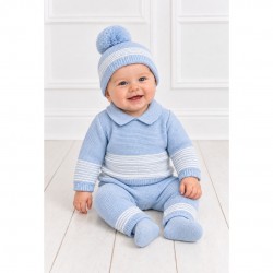 Baby blue three piece knit trouser set