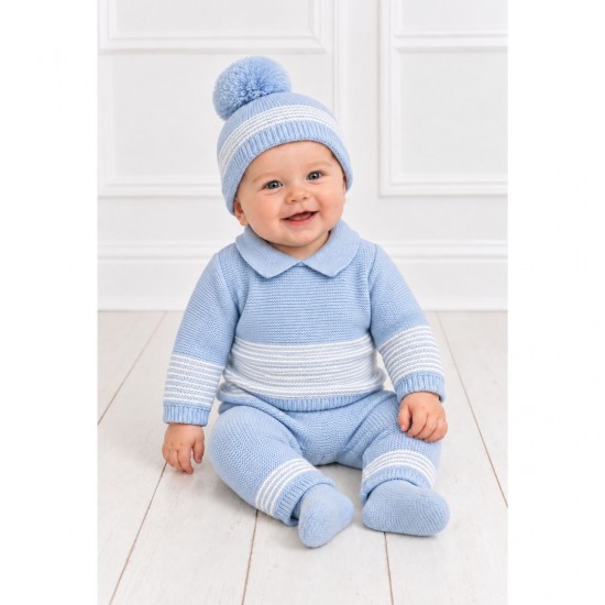 Baby blue three piece knit trouser set