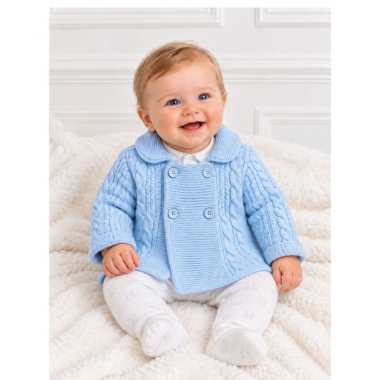 Blue cable knit jacket