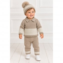 OATMEALTHREE PIECE KNIT TROUSER SET