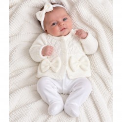 White bow caridgan