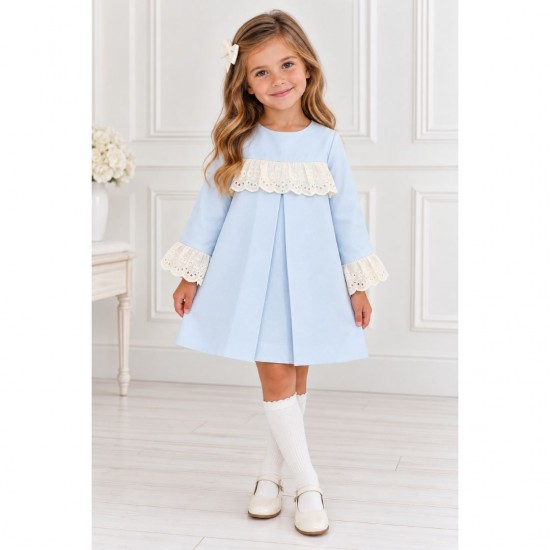 Lor Miral blue dress with cream detail