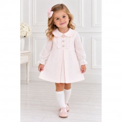 Lor Miral pink dress with gold buttons - younger style