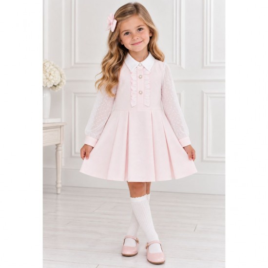 Lor Miral pink dress with gold buttons - older style
