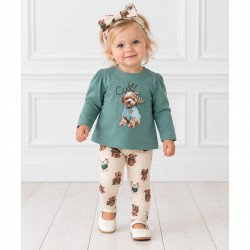 Mayoral Green Puppy Top, Legging and Headband Set