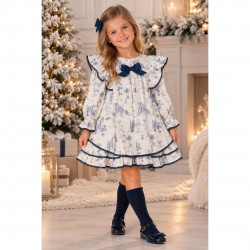Miranda blue and white print dress older style