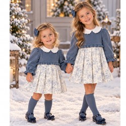 Miranda floral dusky blue dress