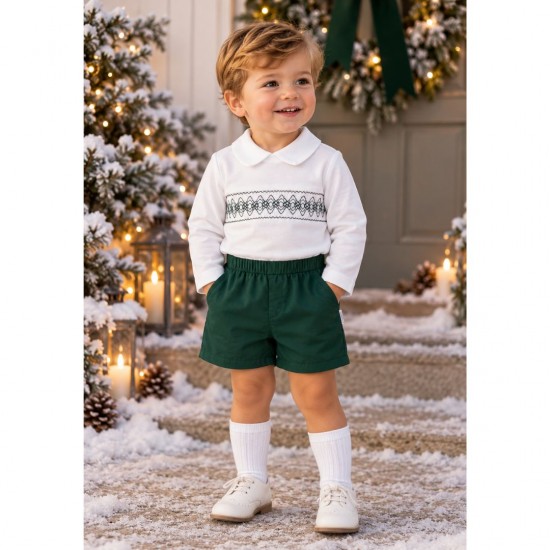 Boys Shirt And Green Shorts Set