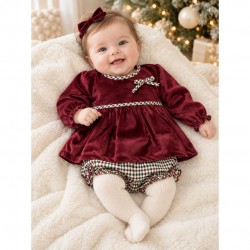 Rapife Burgundy Velour Top And Checked Jam Pants