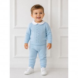 PEX Blue Knitted Top and Trouser Set