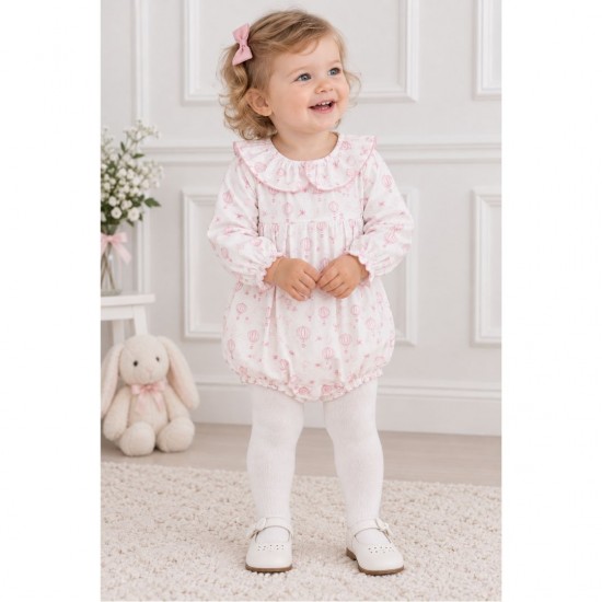 Babidu Cream And Pink Hot Air Balloon Romper