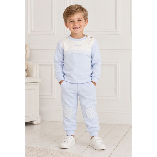 Tutto Piccolo Blue Tracksuit With Gingham Detailing