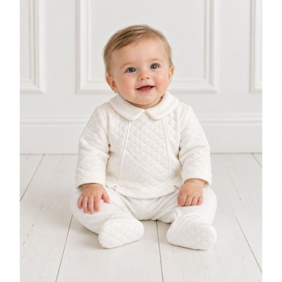 Tutto Piccolo Cream Quilted Top And Footed Trousers
