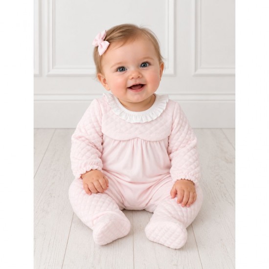 Tutto Piccolo Pink Babygrow With Diamond Pattern