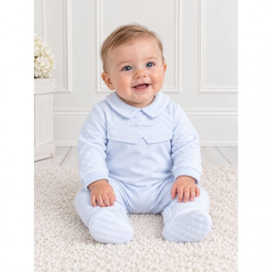 Tutto Piccolo Blue Babygrow With Diamond Pattern