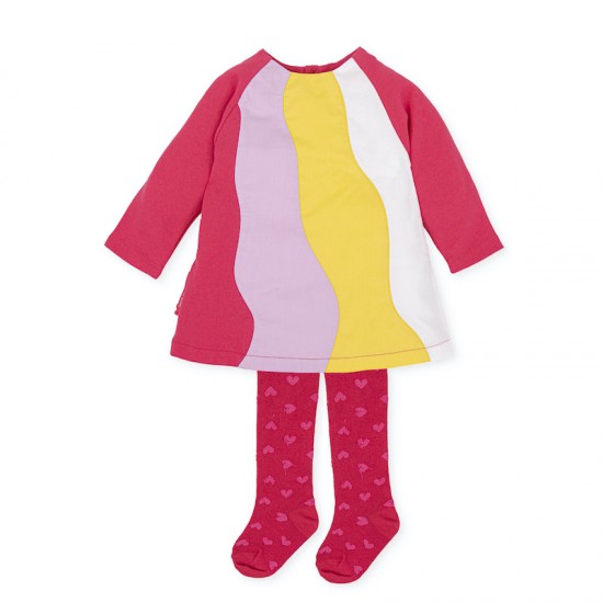 Agatha multi coloured dress with matching tights