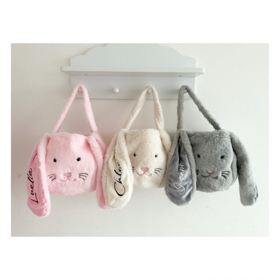 Bunny Baskets In Pink, Grey and cream