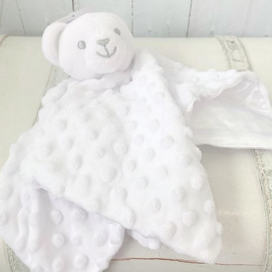 White Spotty Teddy Comforter