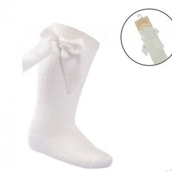 Cream Chevron Bow Socks