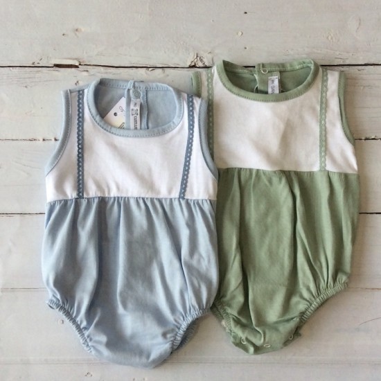 Calamaro mint and blue rompers