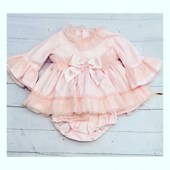 Baby pink dress with pink frill detail
