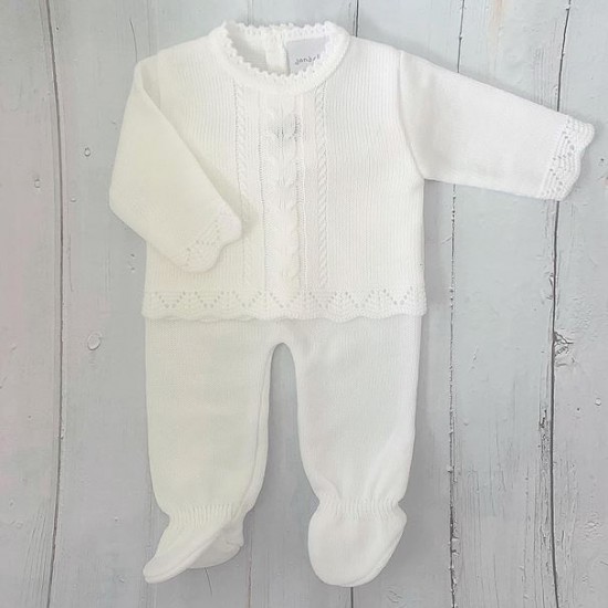 DAN White Cable Knit Trouser Suit