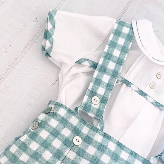 DEO Mint Green Gingham Dungarees