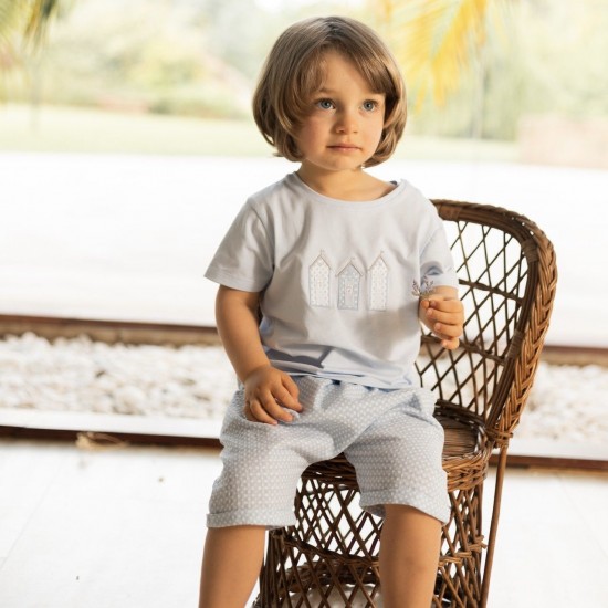 DEO Baby Blue Beach Hut Shorts Set DEO Baby Blue Beach Hut Shorts Set