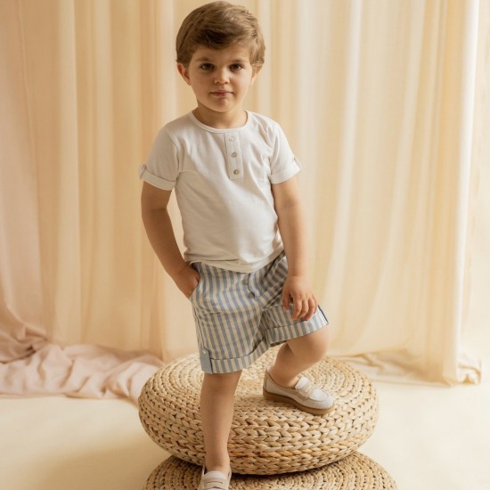 DEO Cream/Blue Striped Shorts Set DEO Cream/Blue Striped Shorts Set