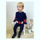 Navy, red and white diamonds jumper