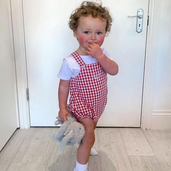 DEO Red Gingham Dungarees Set
