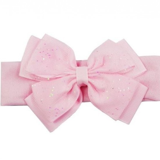 Pink Glitter Bow Headband