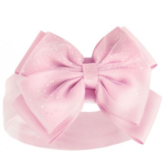 Pink Glitter Bow Headband