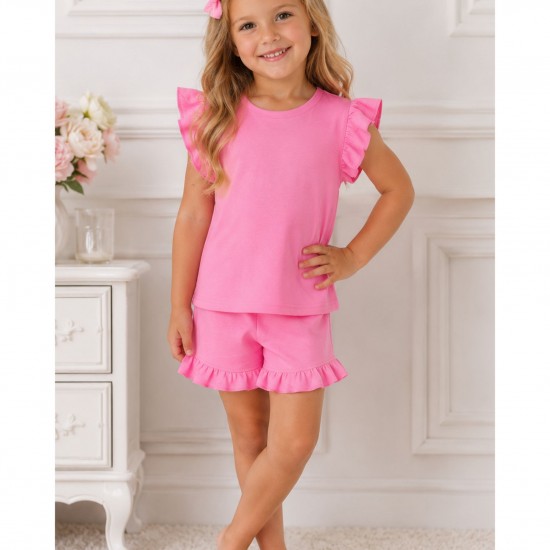 Girl Frill short set - pink