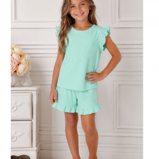 Girl Frill short set - mint