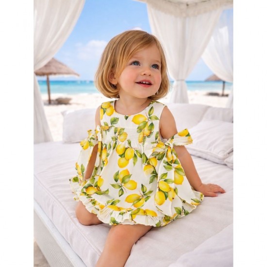 Deolinda Lemon Printed Dress & Bloomers 