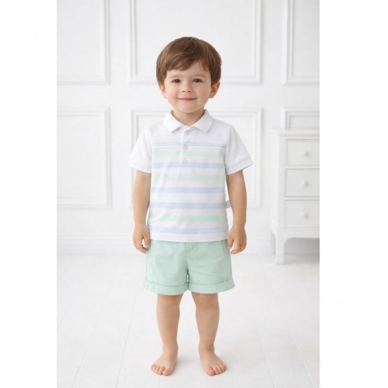 Pastels & Co Mint and Blue Polo Shirt Set