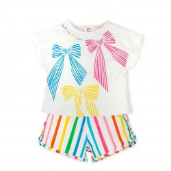 Agatha multi coloured bow short set
