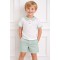 Babidu White and Green Polo Shirt And Shorts Set