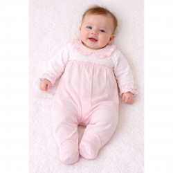 Babidu Pink And White Frilled Baby Grow