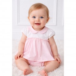 Babidu White And Pink Romper Dress