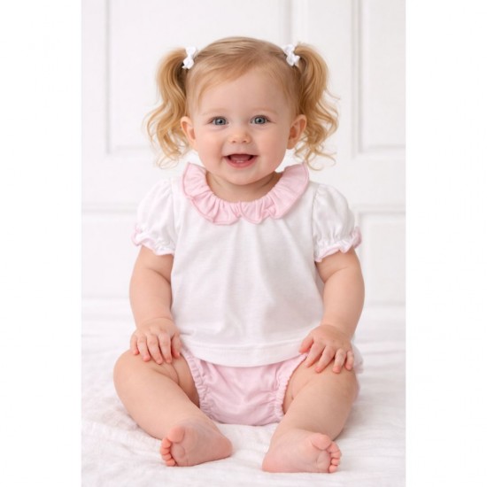 Babidu White Top And Pink Jam Pants