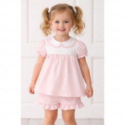 Babidu Pink And White Shorts Set