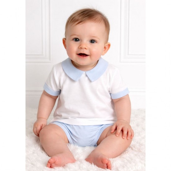 Babidu White T Shirt With Blue Jam Pants