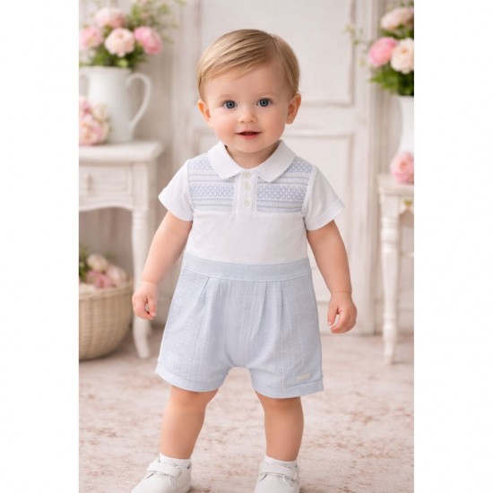 Blues Baby White And Blue Patterned Romper
