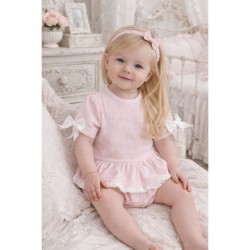 Blues Baby Pink And White Bow Top And Jam Pants