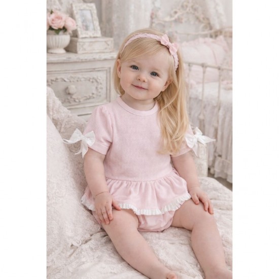 Blues Baby Pink And White Bow Top And Jam Pants