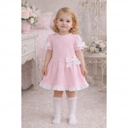Blues Baby Pink And White Bow Dress