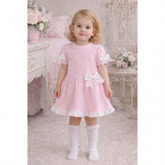 Blues Baby Pink And White Bow Dress