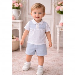 Blues Baby White And Blue Polo Shirt and Short Set  